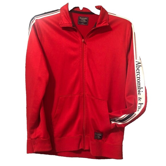 Abercrombie & Fitch L Y2K Logo Sleeve Vtg Mens Full Zip Sweatshirt Jacket Preppy - Picture 1 of 9